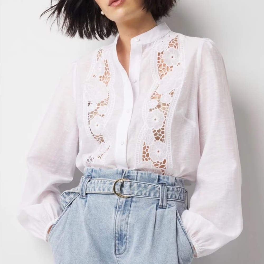 NWOT WHBM Floral Cutwork Shirt